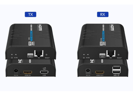 PREMIUMCORD HDMI extender na 120m přes LAN, 4K@60Hz, přes IP, černá