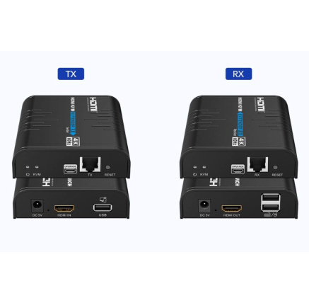 PREMIUMCORD HDMI extender na 120m přes LAN, 4K@60Hz, přes IP, černá