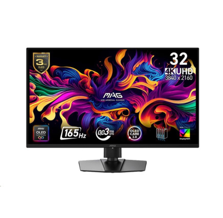 MSI LCD MAG 322UP QD-OLED E16,31.5" 3840x2160 OLED,165Hz,178/178,VESA,HDMI,DP,USB-C,Audio,Black