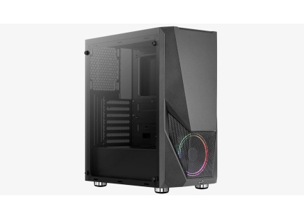 AEROCOOL skříň Zauron Saturn FRGB ML G, Mid tower, 2x USB 3.0, 2x audio, 1x 120mm FRGB Fan, bez zdroje