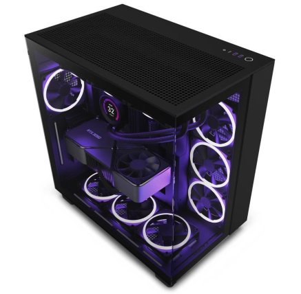 BAZAR - NZXT skříň H9 Flow dvoukomorová ATX / 4x120mm fan / až 10xfan / perforovaný top / proskl. bočnice, poškozený oba