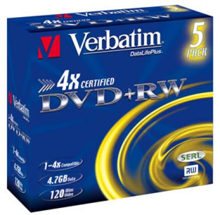VERBATIM DVD+RW(5-Pack)Jewel/4x/DLP/4.7GB