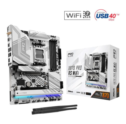 ASRock MB Sc AM5 X870 PRO RS WIFI, AMD X870, 4xDDR5, 1xHDMI, 2xUSB4, WI-FI