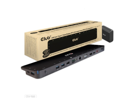 Club3D Dokovací stanice USB-C 14v1, 1xDP, 1xHDMI, 1xVGA, 2xUSB-C, 5xUSB, 1xRJ45, 1x3.5mm, šedá