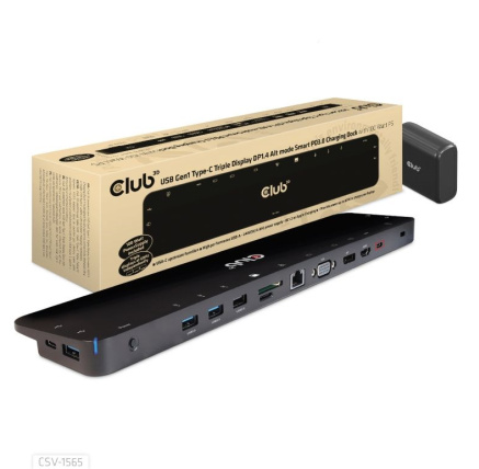 Club3D Dokovací stanice USB-C 14v1, 1xDP, 1xHDMI, 1xVGA, 2xUSB-C, 5xUSB, 1xRJ45, 1x3.5mm, šedá