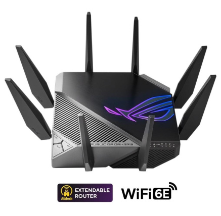 ASUS ROG Rapture GT-AXE11000 (AXE11000) WiFi 6E Extendable Gaming Router, 2.5G port, Aimesh, 4G/5G Mobile Tethering