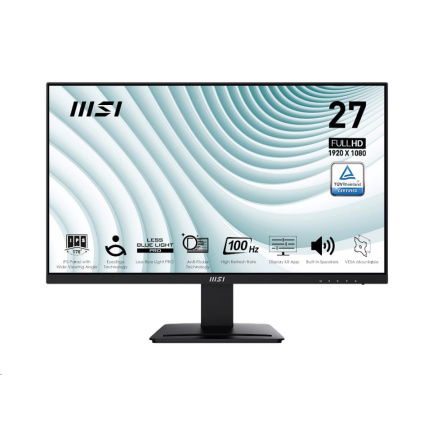 MSI LCD PRO MP273A, 27" 1920x1080, IPS, 100Hz, 1ms, VESA 75x75mm, N/A, Black