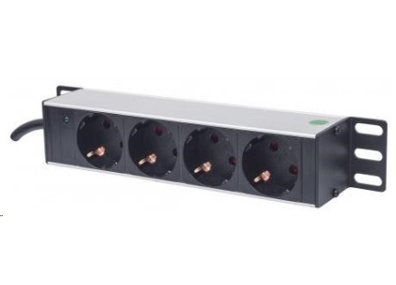 Intellinet 10" 1U Rackmount 4-Way Power Strip - German Type, rozvodný panel, 4x DE zásuvka, 1.8m kabel