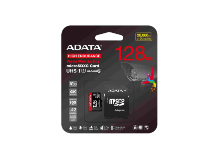 ADATA MicroSDXC karta 128GB High Endurance UHS-I C10 V30 A2 (R:100/W:85 MB/s) + SD adaptér