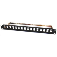 BAZAR - 19" modulární patch panel LEXI-Net 16port, černý - POŠKOZENÝ OBAL
