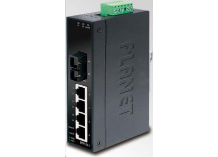 Planet ISW-511, 4x 10/100Base-TX+ 1x 100FX 2km, MM, DIN, IP30