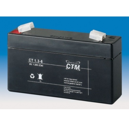 Baterie - CTM CT 6-1,3 (6V/1,3Ah - Faston 187), životnost 5let