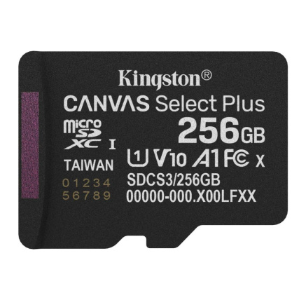 Kingston MicroSDXC karta 256GB Canvas Select Plus, U1, V10, A1