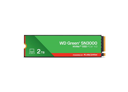 WD GREEN SSD 2TB SN3000 Powered by SanDisk, PCIe Gen4x4, M.2 2280, (R:5000/W:4200 MB/s) WD GREEN SSD 2TB SN3000 Powered by SanDisk, PCIe Gen4x4, M.2 2280, (R:5000/W:4200 MB/s)