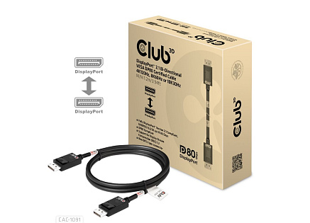 Club3D Kabel DisplayPort 2.1 na DisplayPort 2.1 VESA DP80, 4K240Hz/8K60Hz/10K30Hz HDR (M/M), 1.2m, černá