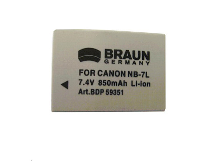 Braun akumulátor CANON NB-7L, 850mAh