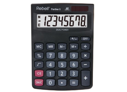 REBELL kalkulačka - Panther 8 - černá REBELL kalkulačka - Panther 8 - černá