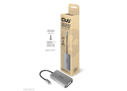 Club3D Adaptér aktivní USB 3.2 typ C na DVI-D Dual Link 4K30Hz pro Apple Cinema Display, HDCP off Club3D Adaptér aktivní USB 3.2 typ C na DVI-D Dual Link 4K30Hz pro Apple Cinema Display, HDCP off