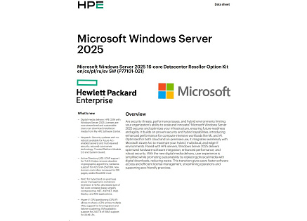 HPE Windows Server 2025 16-core Datacenter Reseller Option Kit (CZ EN Russia Pol Swe) HPE Windows Server 2025 16-core Datacenter Reseller Option Kit (CZ EN Russia Pol Swe)