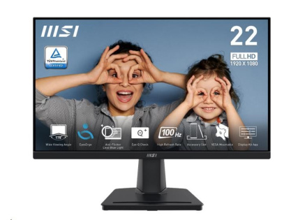 MSI LCD PRO MP225V, 21.45“, 1920 x 1080, VA, 100Hz, 300nits, VESA 100x100, Black MSI LCD PRO MP225V, 21.45“, 1920 x 1080, VA, 100Hz, 300nits, VESA 100x100, Black