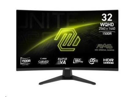 MSI LCD MAG 321CQF E18, 31.5",  2560x1440, Rapid VA, 0,5 ms, VESA 100x100, Black