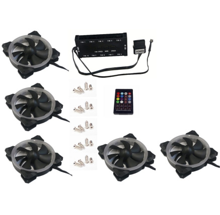 EUROCASE ventilátor RGB 120mm (Turbine blade, FullControl Led), set 5ks + controller EUROCASE ventilátor RGB 120mm (Turbine blade, FullControl Led), set 5ks + controller