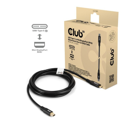 Club3D Kabel USB-C na MiniDisplayPort 2.1, 8K30Hz, DSC1.2, UHBR10, 2m Club3D Kabel USB-C na MiniDisplayPort 2.1, 8K30Hz, DSC1.2, UHBR10, 2m