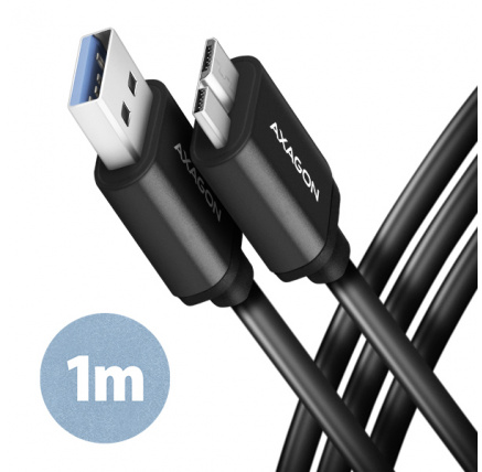 AXAGON BUMM3-AM10AB, SPEED kabel Micro-B USB <-> USB-A, 1m, USB 3.2 Gen 1, 3A, ALU, tpe, černý AXAGON BUMM3-AM10AB, SPEED kabel Micro-B USB <-> USB-A, 1m, USB 3.2 Gen 1, 3A, ALU, tpe, černý