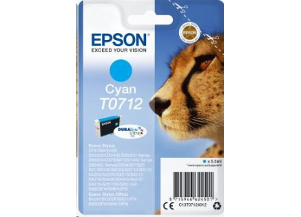 EPSON ink bar Singlepack Cyan T0712 DURABrite Ultra Ink (5,5 ml) EPSON ink bar Singlepack Cyan T0712 DURABrite Ultra Ink (5,5 ml)
