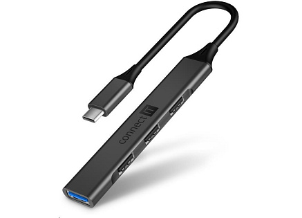 CONNECT IT USB-C hub, (1xUSB-A 3.0, 3xUSB-A 2.0), externí, antracitová