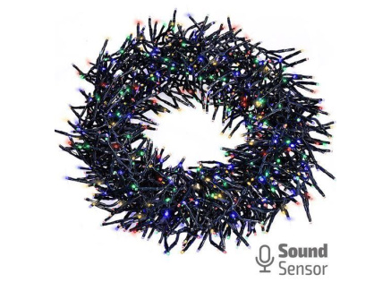 Solight LED venkovní vánoční řetěz s dálkový ovládáním a zvukovým senzorem - Cluster, 576 LED