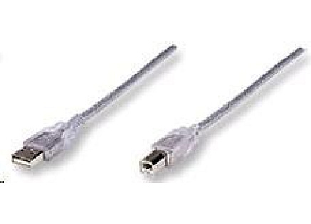 MANHATTAN Kabel USB 2.0 A-B propojovací 3m (stříbrný)