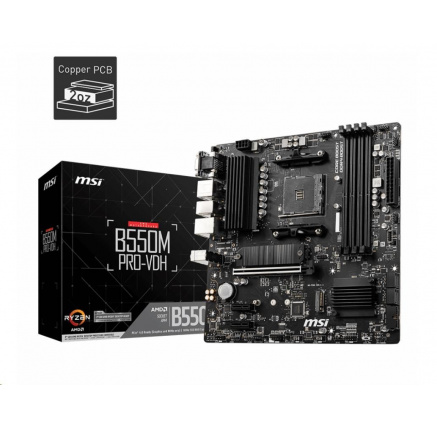 MSI MB Sc AM4 B550M PRO-VDH, AMD B550, 4xDDR4, 1xDP, 1xHDMI, 1xVGA, mATX