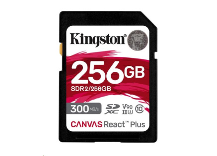 Kingston SDXC karta 256GB Canvas React Plus SDXC UHS-II 300R/260W U3 V90 for Full HD/4K/8K