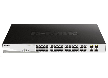 D-Link DGS-1210-28P 28-port Gigabit Smart+ PoE Switch, 24x GbE PoE+, 4x RJ45/SFP, PoE 193W