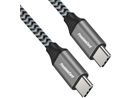 PREMIUMCORD Kabel USB-C M/M, 100W 20V/5A 480Mbps bavlněný oplet, 2m