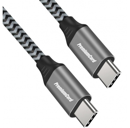 PREMIUMCORD Kabel USB-C M/M, 100W 20V/5A 480Mbps bavlněný oplet, 2m