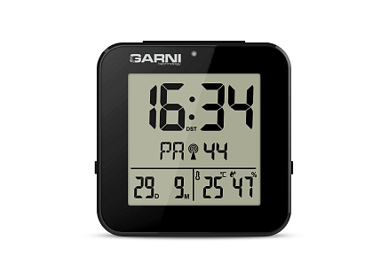 GARNI 138B - digitální budík s teploměrem a vlhkoměrem, černá