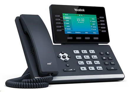 Yealink SIP-T54W IP telefon, 4,3" 480x272 LCD, 27 prog tl.,2x10/100/1000,Wi-Fi, Bluetooth,PoE,16xSIP, 1xUSB,bez adaptéru