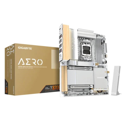 GIGABYTE MB Sc AM5 X870E AERO X WOOD, AMD X870E. 4xDDR5, 2xUSB-C, 2xHDMI, Wifi, ATX GIGABYTE MB Sc AM5 X870E AERO X WOOD, AMD X870E. 4xDDR5, 2xUSB-C, 2xHDMI, Wifi, ATX
