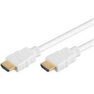 PremiumCord HDMI High Speed + Ethernet kabel, zlacené konektory, 1m, bílý