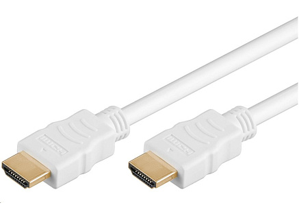 PremiumCord HDMI High Speed + Ethernet kabel, zlacené konektory, 1m, bílý