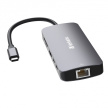 VERBATIM Hub USB-C Pro Multiport 9 Port, 3x USB 3.2, 2x USB-C, HDMI, RJ45, microSD/SD, šedá