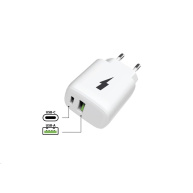 WG - Síťová nabíječka 2x USB, 1x USB-C PD PPS 3.0 30W + 1x USB-A QC4 18W, white