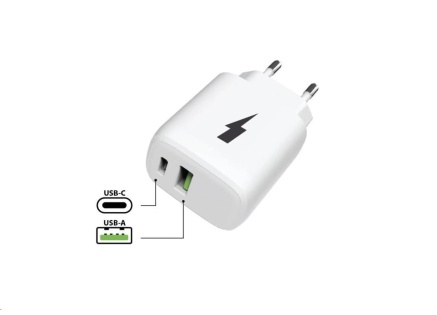 WG - Síťová nabíječka 2x USB, 1x USB-C PD PPS 3.0 30W + 1x USB-A QC4 18W, white