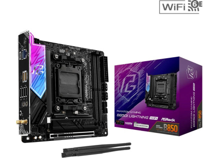 ASRock MB Sc AM5 B850I Lightning WiFi, AMD B850, 2xDDR5, 1xUSB4, 1xHDMI, WiFi, Mini-ITX ASRock MB Sc AM5 B850I Lightning WiFi, AMD B850, 2xDDR5, 1xUSB4, 1xHDMI, WiFi, Mini-ITX