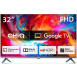 CHiQ L32M8TG TV 32", FHD, smart, Google TV, dbx-tv, Dolby Audio, Frameless, stříbrná