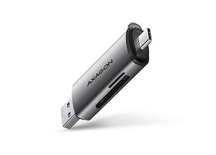 AXAGON CRE-SAC, USB3.2 Gen 1 Type-C + Type-A externí čtečka karet SD/microSD, podpora UHS-I AXAGON CRE-SAC, USB3.2 Gen 1 Type-C + Type-A externí čtečka karet SD/microSD, podpora UHS-I