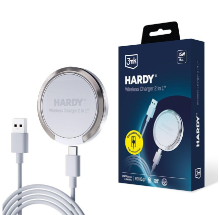 3mk bezdrátová nabíječka - HARDY Wireless Charger 2in1 s funkcí stojánku, 15w, bílá 3mk bezdrátová nabíječka - HARDY Wireless Charger 2in1 s funkcí stojánku, 15w, bílá