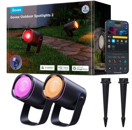 BAZAR - Govee RGBWW Smart zahradní reflektory 750lm 2ks Matter - Poškozený obal (Komplet)
